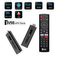 TV98 ATV Stick Mini TV Stick Android 14 H618 Quad Core Cortex A53 Support 8K Video 2.4G 5G Wifi BT5.0 Voice Remote Smart TV Box