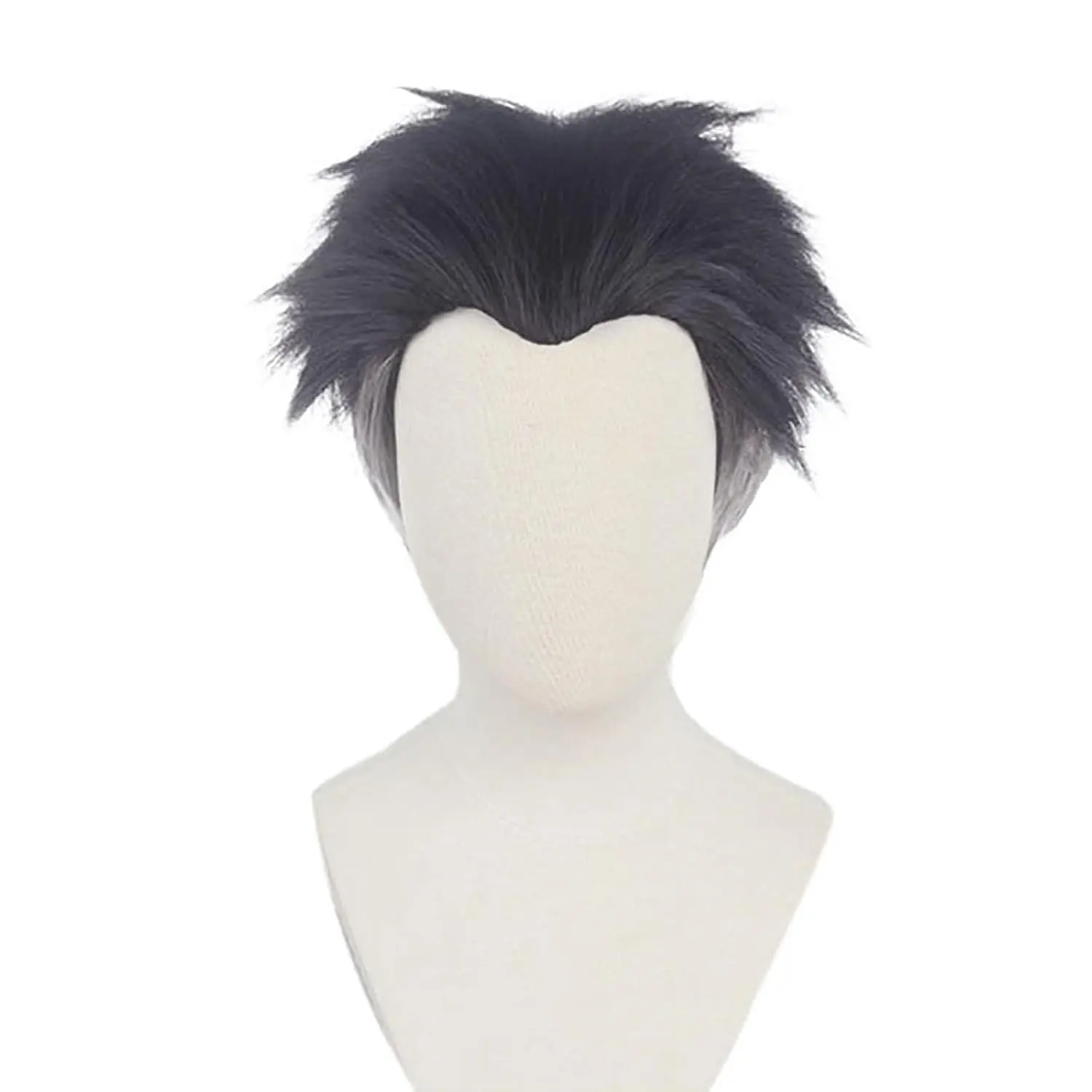 Anime Stone Pillar Gyomei Himejima Cosplay Wig Short Black Grey Heat Resistant Synthetic Hair Halloween Cosplay Wigs + Wig Cap