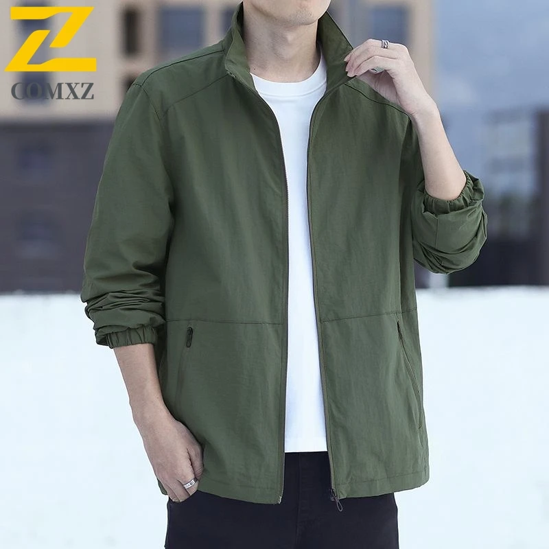 

COMXZ 2025 Jacket Autumn Lightweight Outdoor Windproof Travel Climbing Loose Fit Korean Style Coat Autumn Solid Color Outerwear