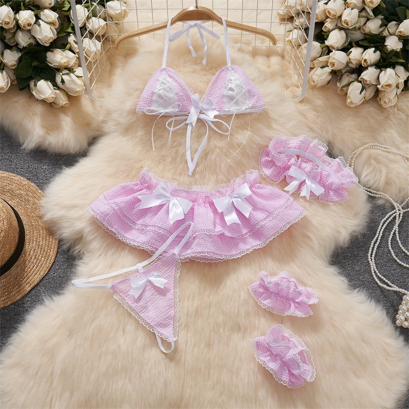 Rot Weiß Kontrast Frauen Strap Sheer Kleid V-ausschnitt Hohl Backless Dünnes Kleid Krankenschwester Cosplay Uniform Sexy Dessous Erotische Nachtwäsche