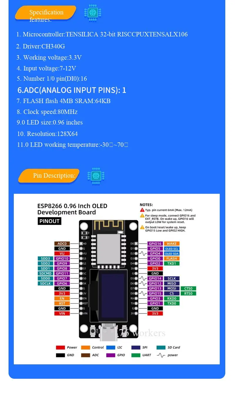 ESP8266 Serielles WIFI-Modul, CP2102/CH340, NodeMCU, Lua V3 IoT-Entwicklungsboard Ausgestattet mit 0,96-Zoll-Bildschirm / DHT11-Modul – Detail 21