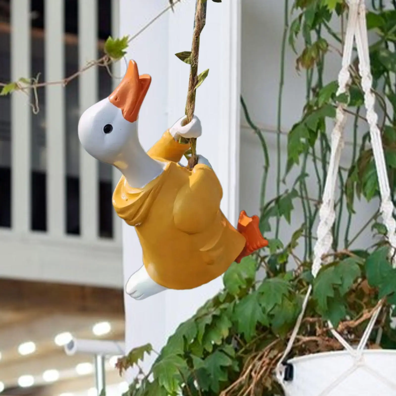 

Miniature Duck Garden Statue Miniature Climbing Duck Statue for Yard Balcony