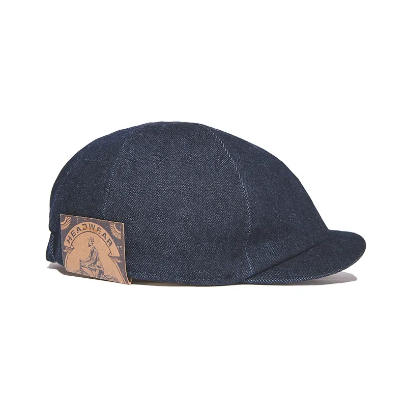 Maden Vintage Denim Beret Newsboy Cap Unisex British Painter Hat Adjustable Fashion Casual Men’s Octagonal Hats Short Brim