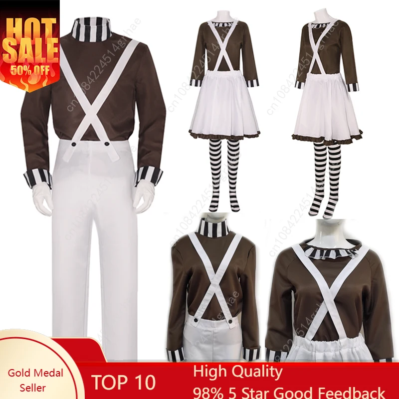 

Oompa Cosplay Loompa Movie Chocolate Disguise Wig Fantasy Costume Adult Halloween Carnival Party Outfits Set