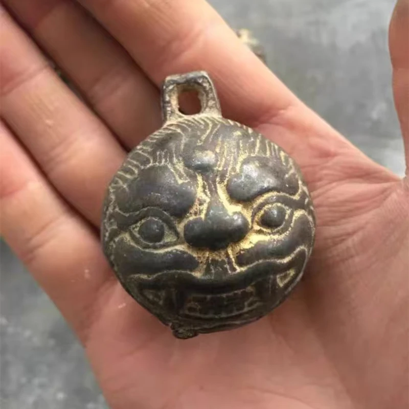 Qing Dynasty tiger head copper bell / horse bell, antique collection,1pc