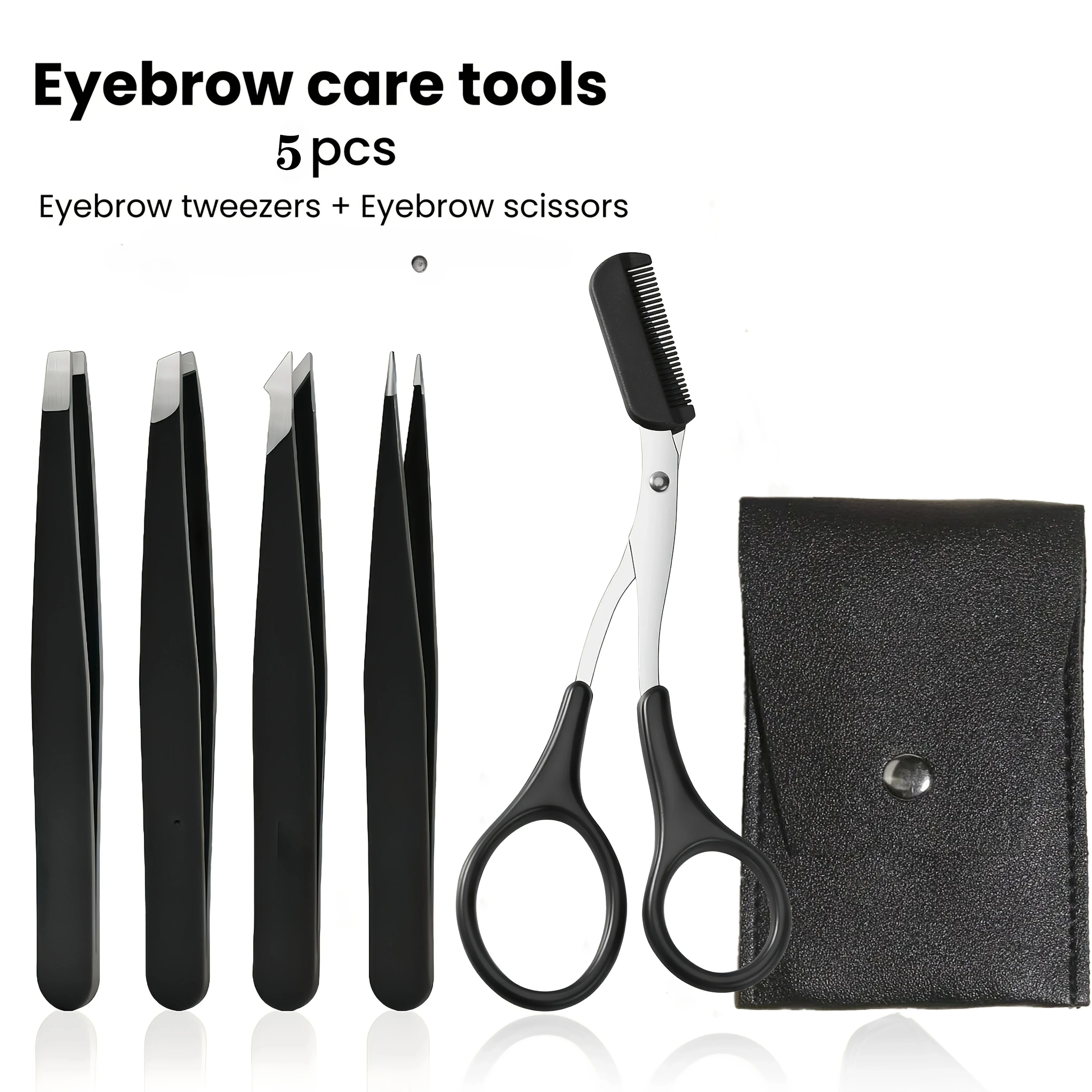 5/6pcs Professional Stainless Steel Precision Tweezers & eyebrow Scissors Suitable for Eyebrow Trimming Facial Hair Removal Tool