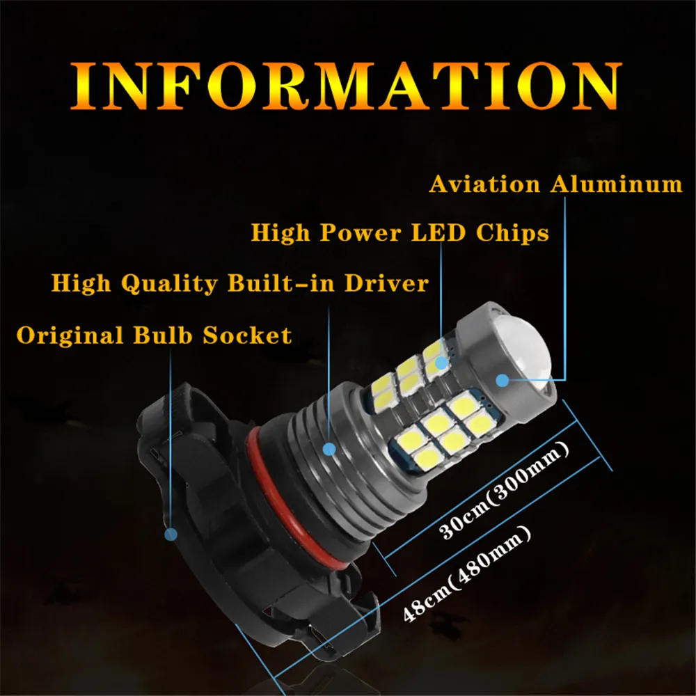 2504 PSX24W 12276 LED Front Fog Lamp Car Light Bulb For Citroen C3 2010 2011 2012 2013 2014 2015 2016 Accessories