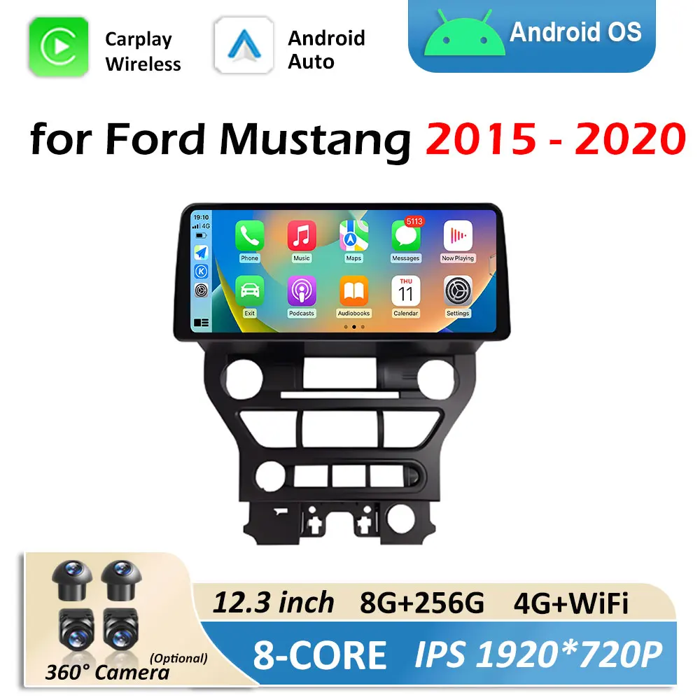 Android Smart System for Ford Mustang 2015 2016 2017 2018 - 2020 Wireless Carplay DSP Stereo Cooling fan GPS Navigation No 2 din