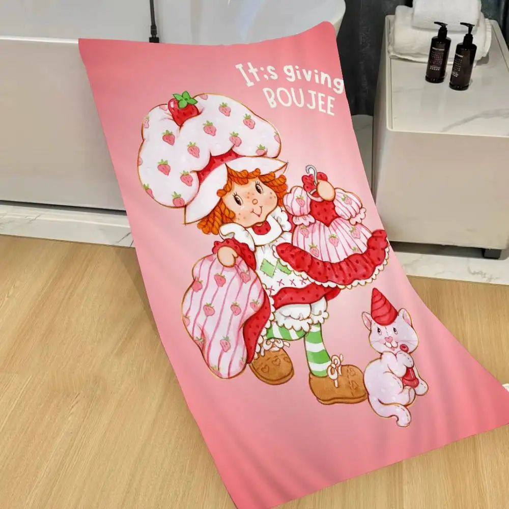 Cartoon Strawberry S-Shortcake cute Beach Swimming Towel Soft Absorbent Washcloth Children's Gifts for Kids Travel Camping Gym