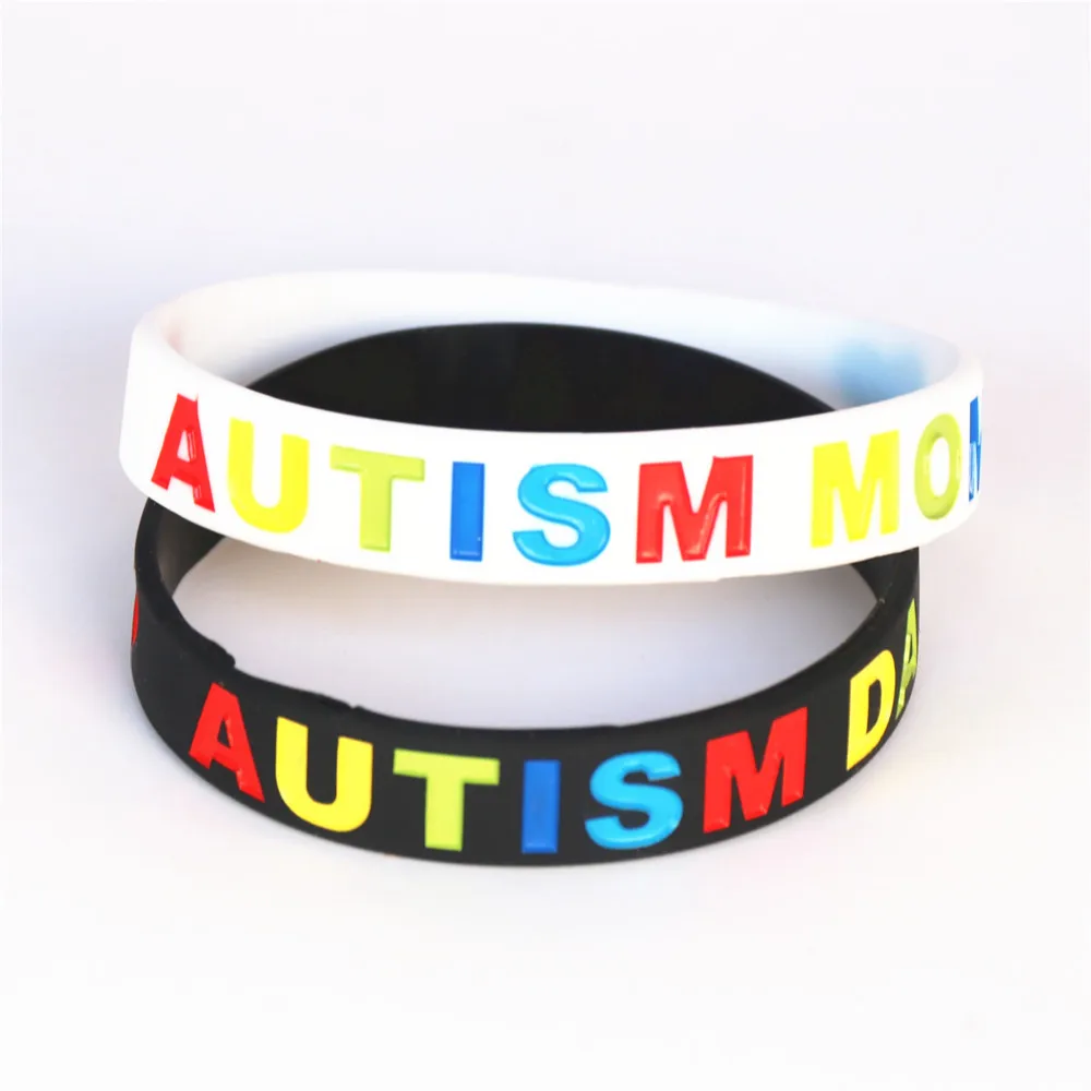 1PC New AUTISM DAD/MOM Silicone Bracelets&Bangles Medical Alert Daily Reminder Awareness Letter Wristbands Gift Adult Size SH123