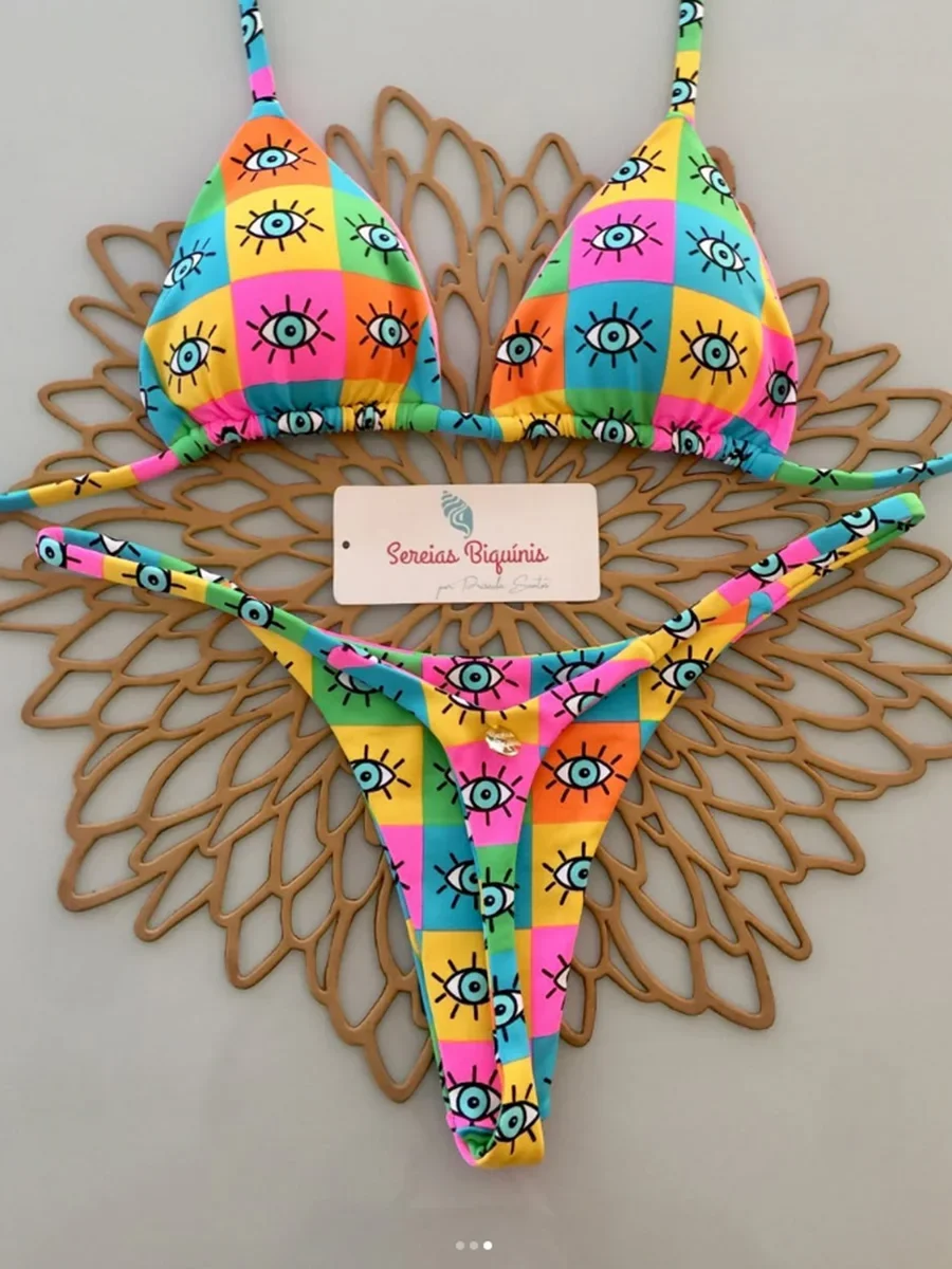 プッシュアップビキニ 2025 セクシーな女性水着女性水着マイクロビキニセットバンドー水着ビーチウェアプリントブラジル Biquini