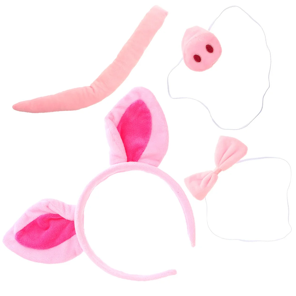 1 Juego de 1 diadema de nariz de cerdo, disfraz con orejas, pajarita de cola, nariz falsa para Halloween, Navidad, Cosplay, decoración para niños