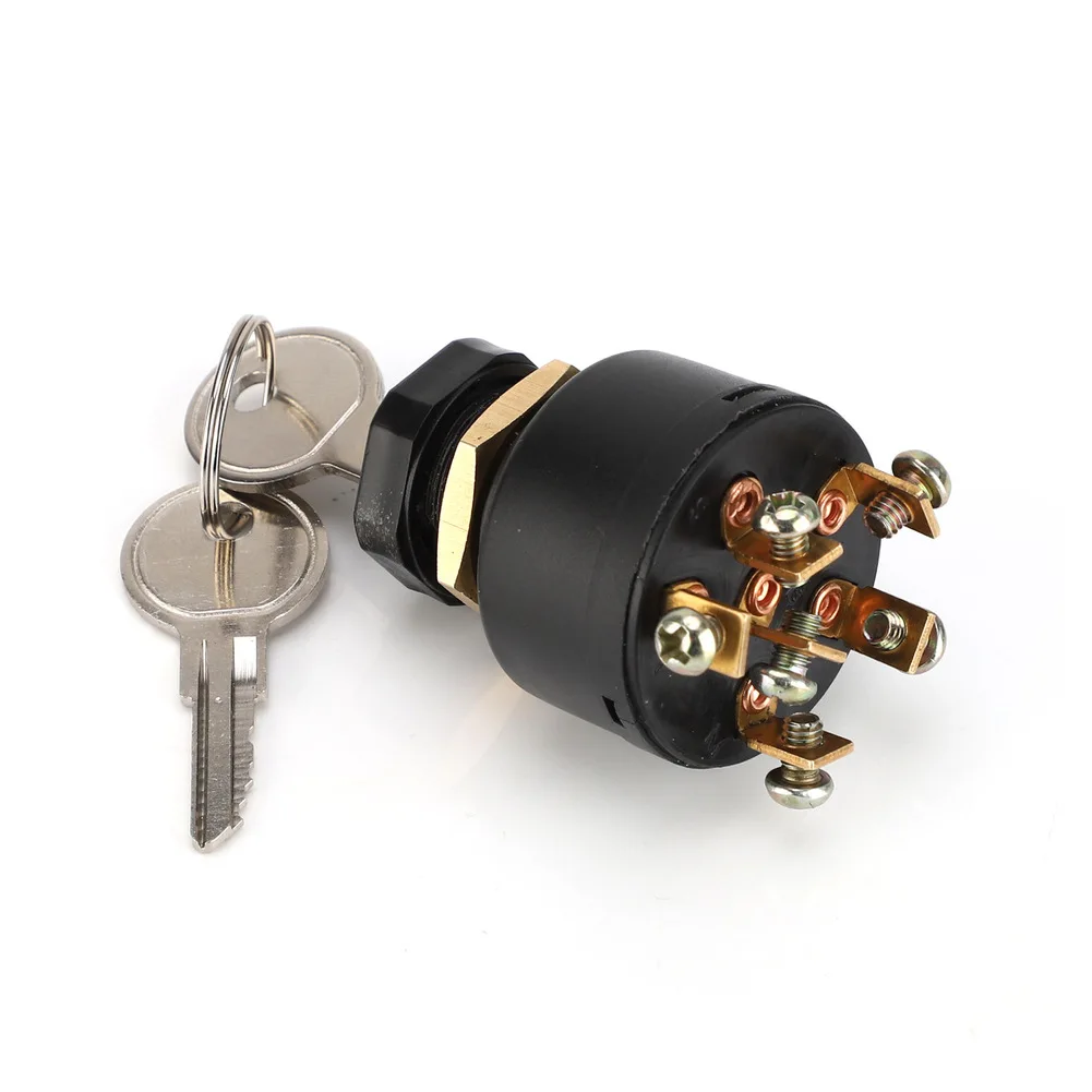 Marine Ignition Lock with 2 Keys Compatible Boat Motor Push to Choke Ignition Switch with Non-Conductive Housing