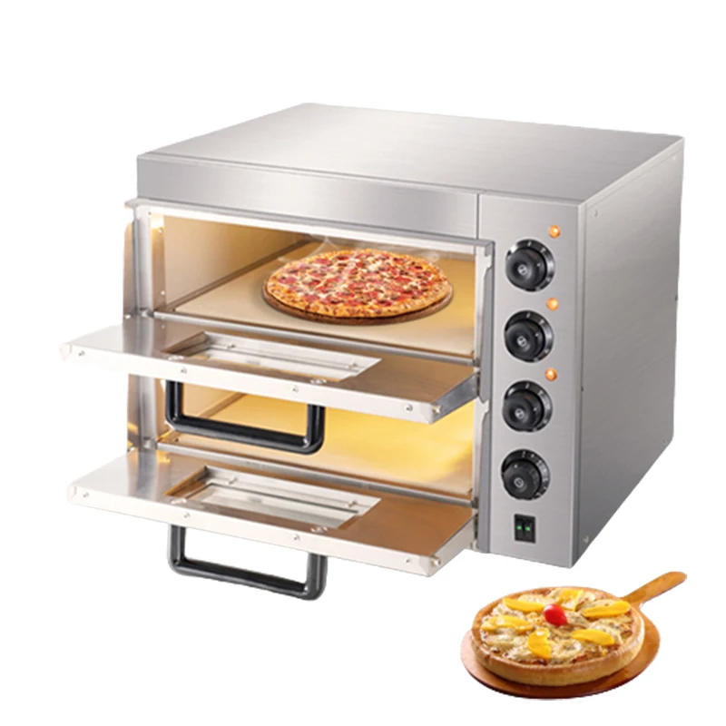 

Stainless Steel Double Layer Pizza Oven Commercial Cake Bread Pizza Making Machine Baking Oven With Temperature Control