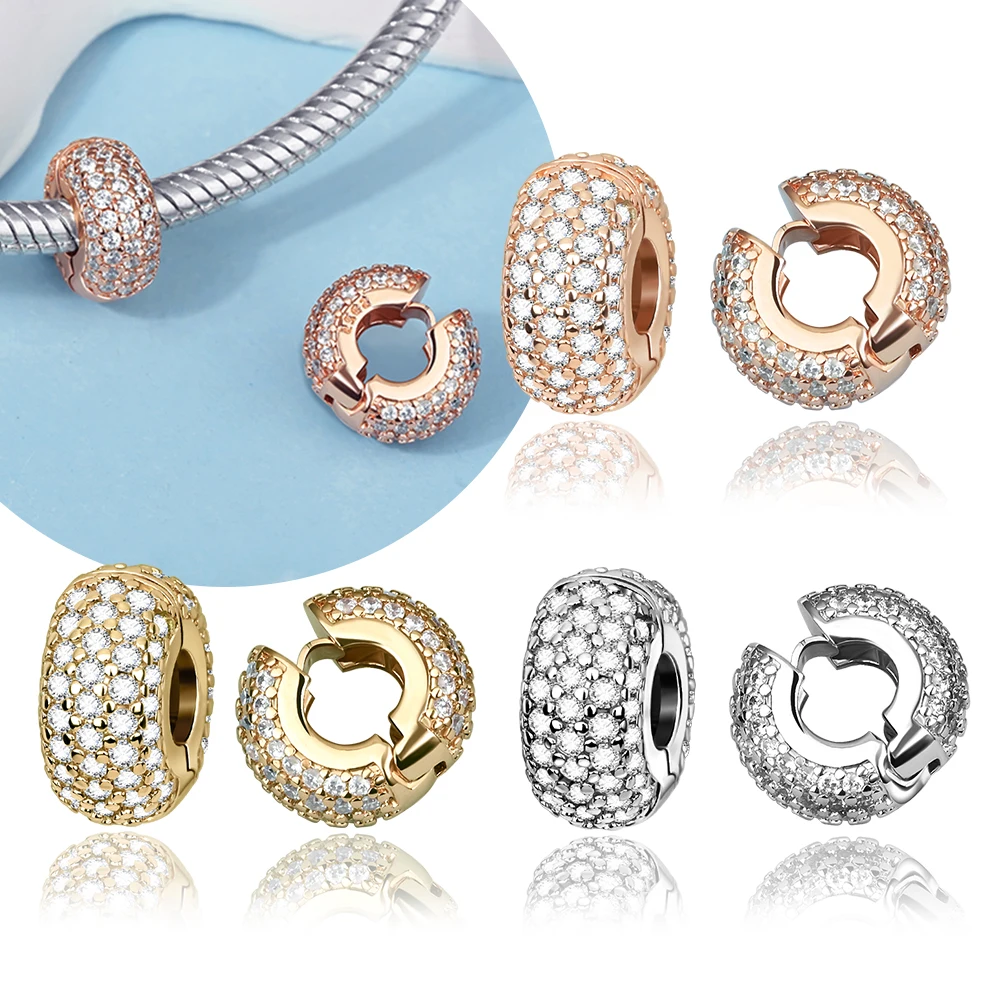 925 Sterling Silver Rose Gold Charms Beads Fit Original Bracelets Bag Keychain Charms Beads Pendant Diy Women Jewelry Gift