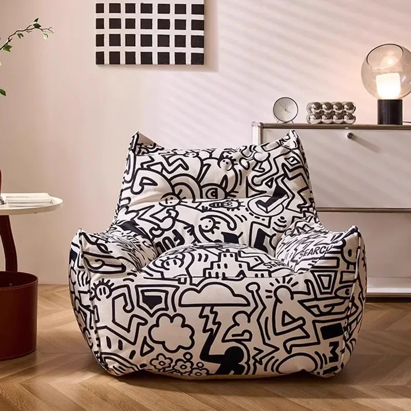 Lazy Bean Bag Sofa Recliner Accommodation White Black Sofa Reading Individual Modernos Room Furnitureins