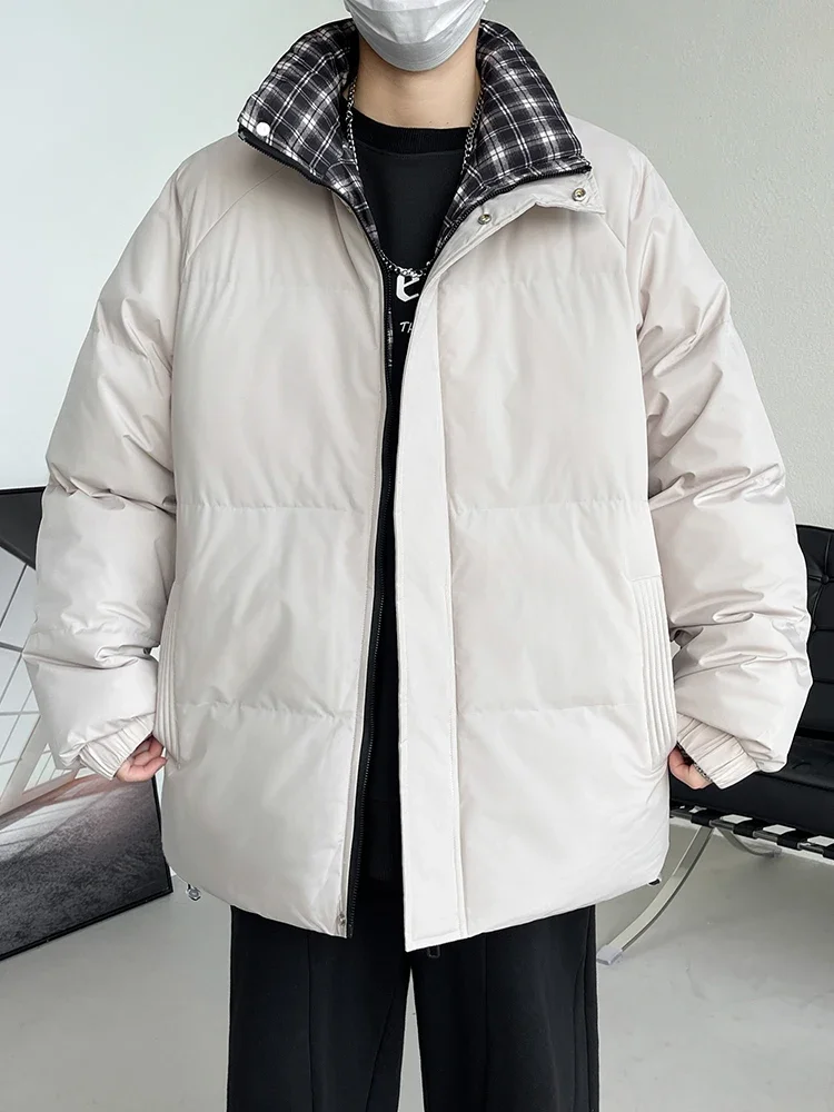 Chaqueta de invierno para hombre, Parkas cálidas, moda coreana, cuello levantado, cortavientos grueso, abrigo térmico frío para nieve, chaquetas