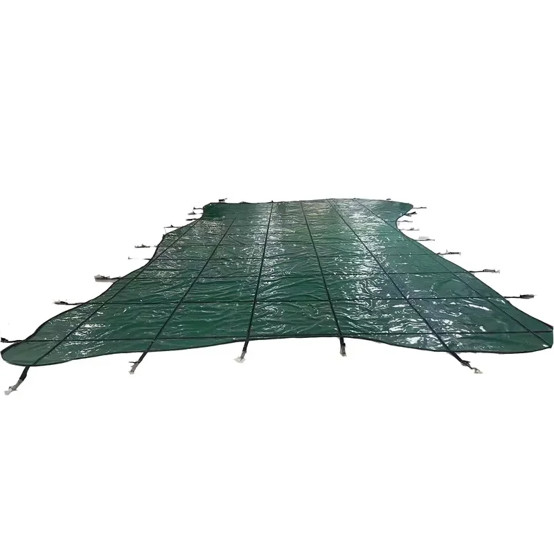 650gsm Solid PVC Swimming Pool Cover With Stainless Buckets & Anchors Safety Lona Pool Curtain Woven & Printed Pattern