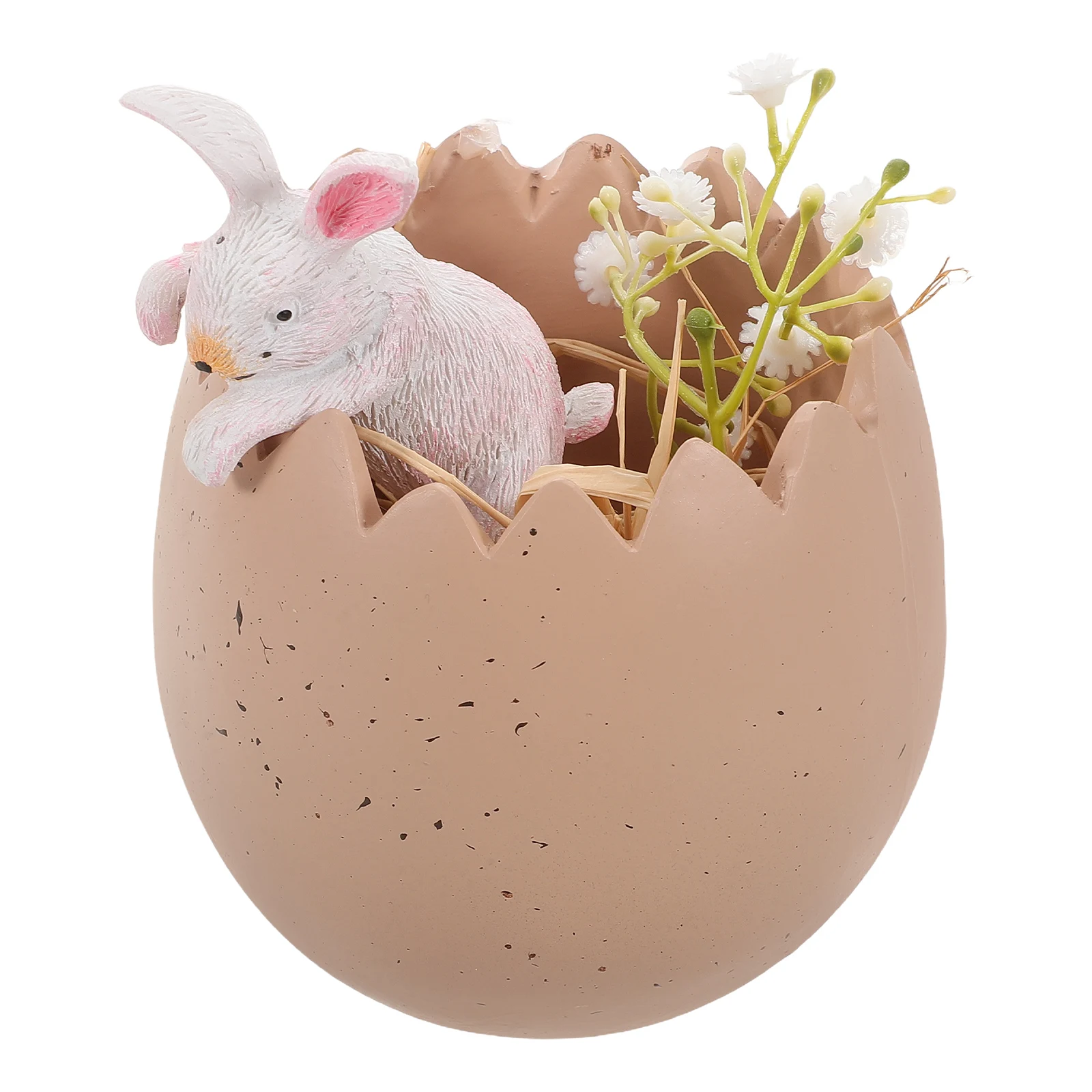 

Easter Bunny Resin Figure Cute Cracked Egg Design Home Decor Material Fine Craftsmanship Practical Size Desktop