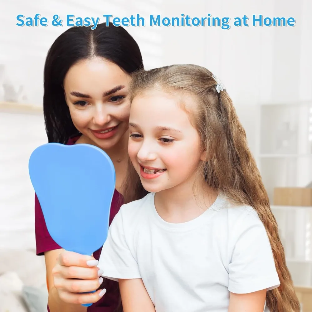 

Makeup Mirror, Handheld Mirror Small, with Handle Blue, Hand Mirror Tooth-Shape, Makeup Mirror