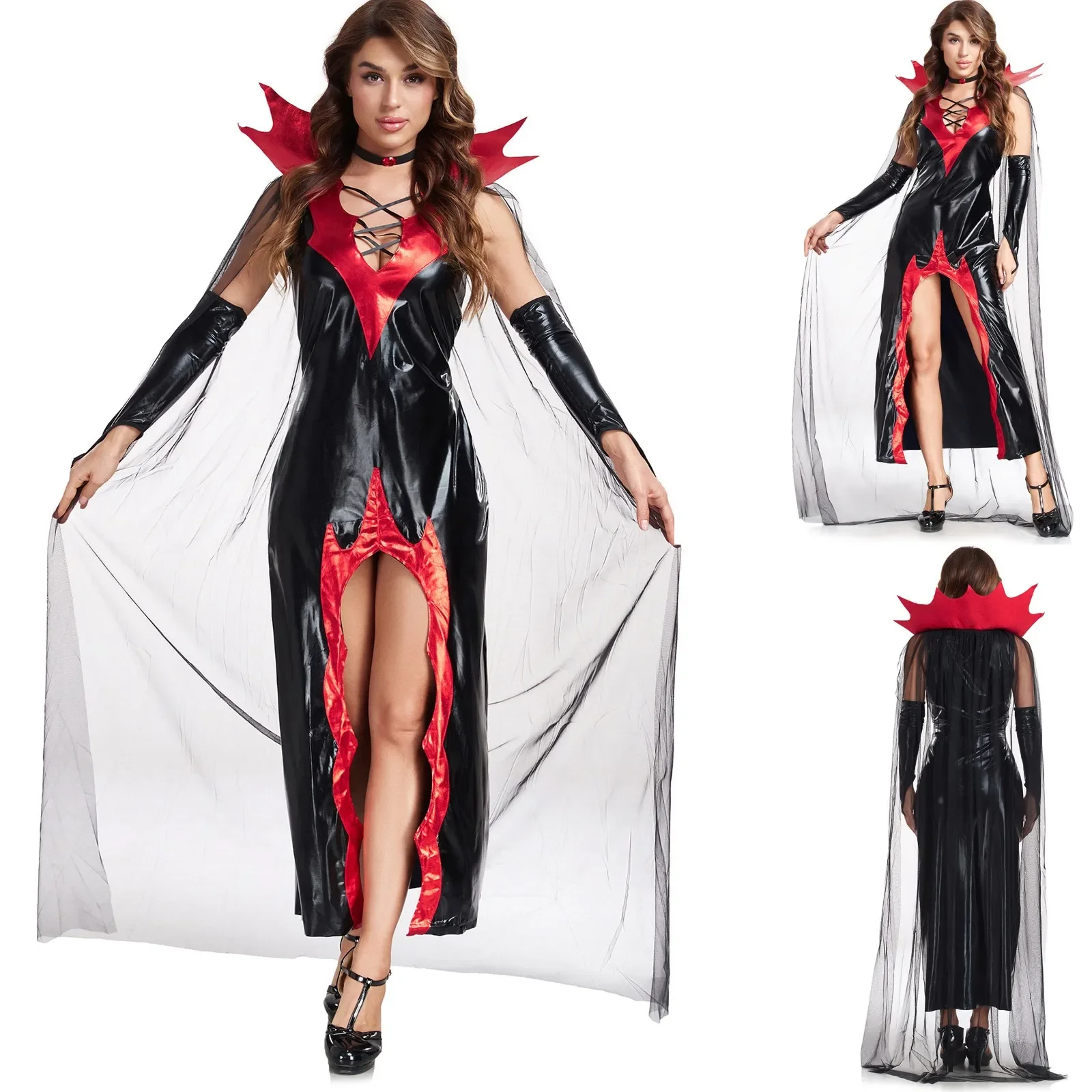 Womans Clothing 2024 Women Halloween Black Devil Costume Witch Costume Uniform Party Costume Party Dresses Disfraces De Adultos