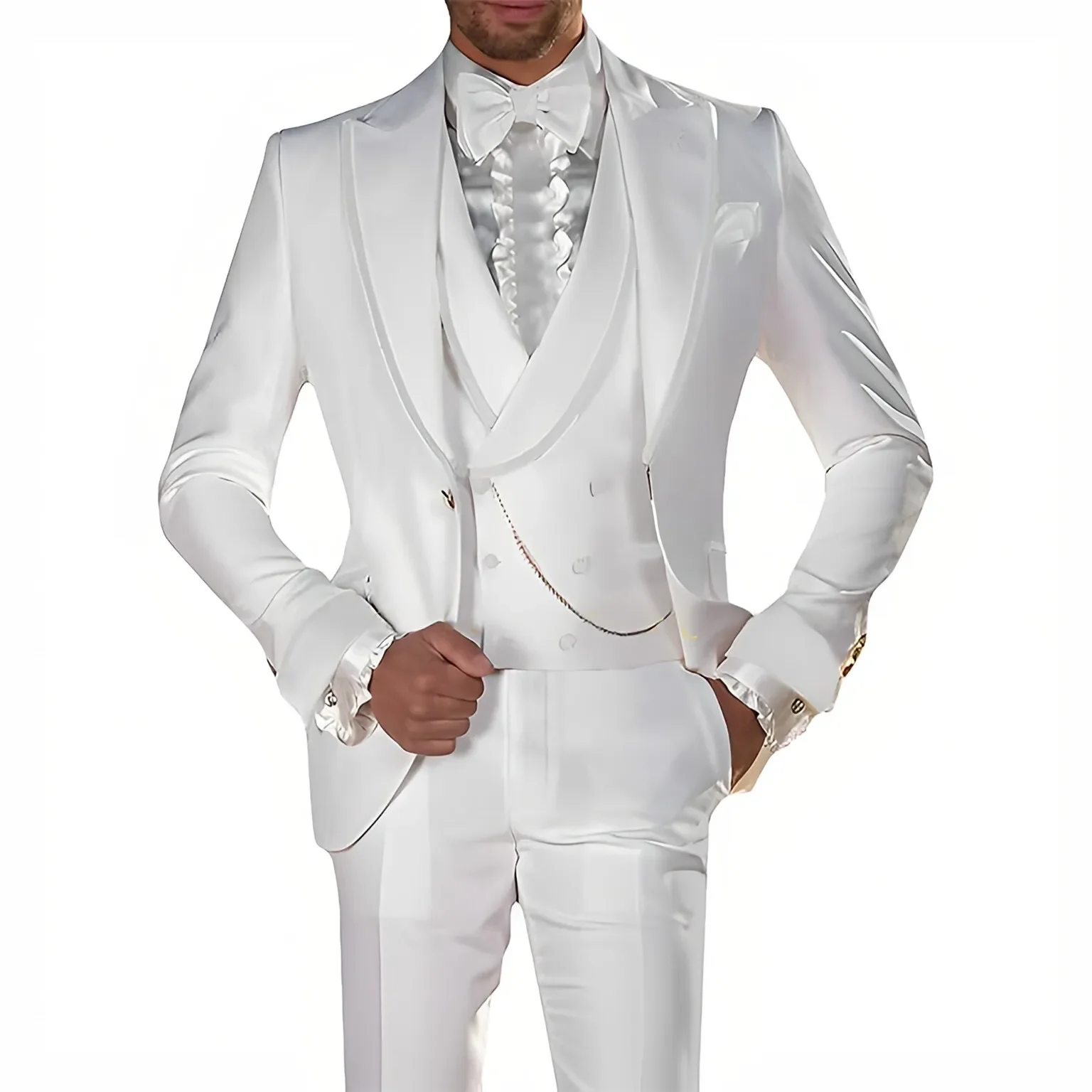Esmoquin de boda para hombre, traje ajustado de 3 piezas, chaqueta con un botón, chaleco, pantalones, conjunto de cóctel, fiesta