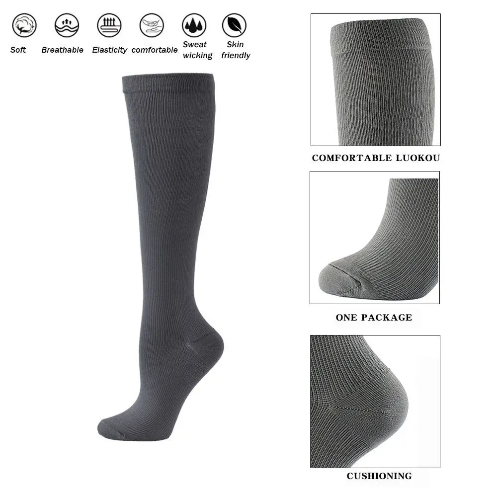 Unisex Soft Travel Stockings Anti-Fatigue Knee High Compression Socks Flight Unisex Comfortable