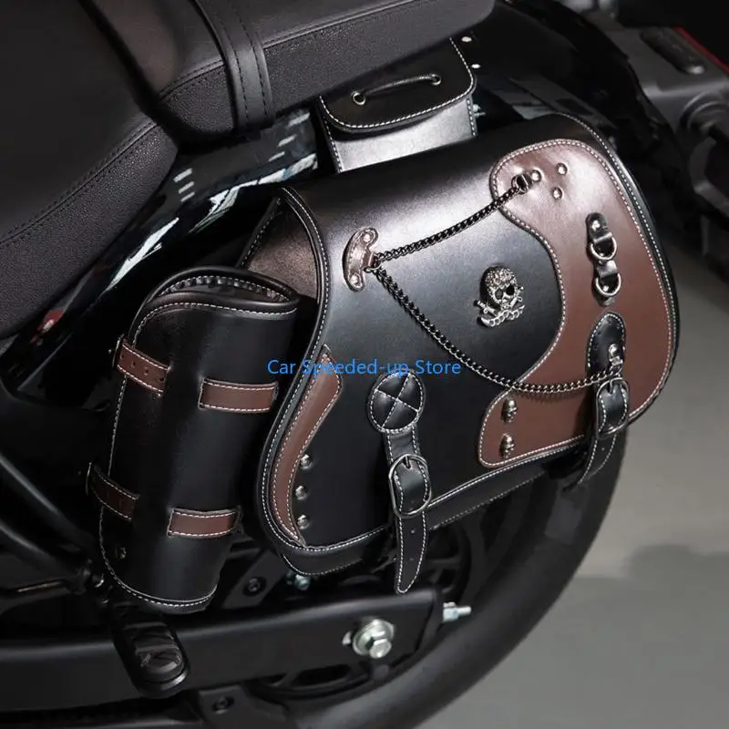 

X5XF Motorcycle Tool Bag Travel Luggage Storage Bag Universal Side Bag Saddlebag Motorbike Retro Punk Saddlebag