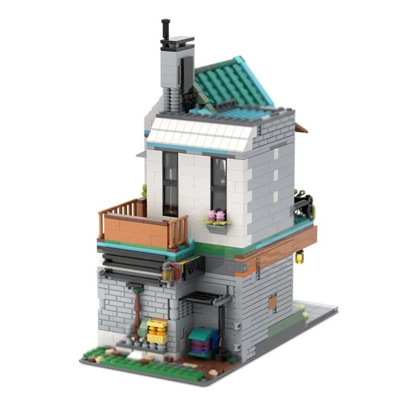 스트리트 뷰 모델 MOC 빌딩 벽돌 도시 주거용 건물 모듈형 기술 선물 휴일 조립 어린이 장난감 정장