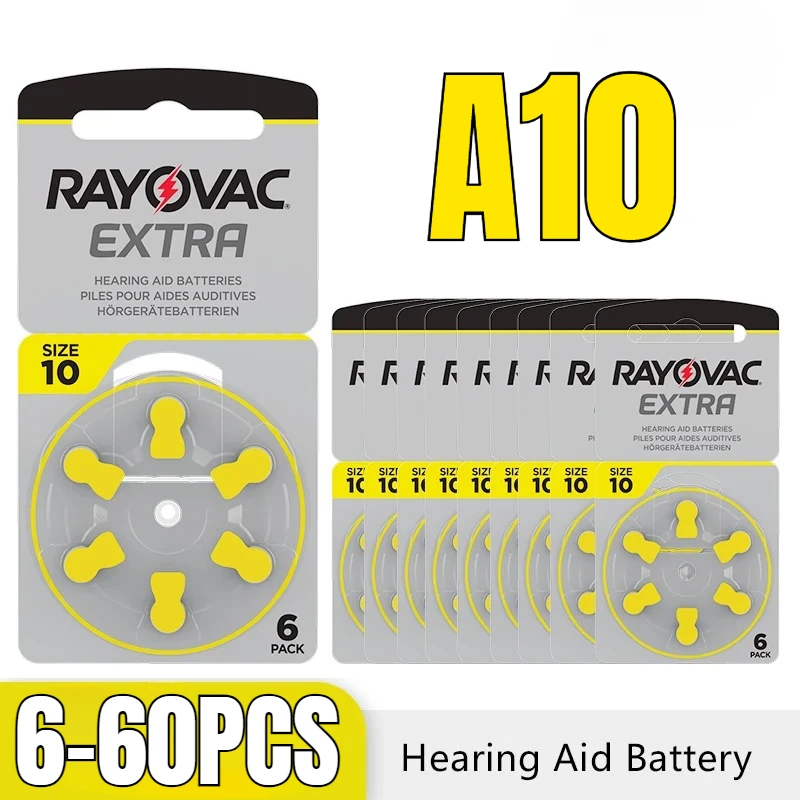 RAYOVAC EXTRA Zinc Air Hearing Aid Battery  6-60 PCS Performance Hearing Aid Batteries A10 10A 10 PR70 Hearing Aid Battery A10