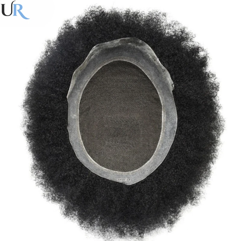 Australia Curly Hair Men Toupee Lace & PU Base Afro Hair System Unit Curly Wig For Men Durable Male Hair Prosthesis Men's Wigs