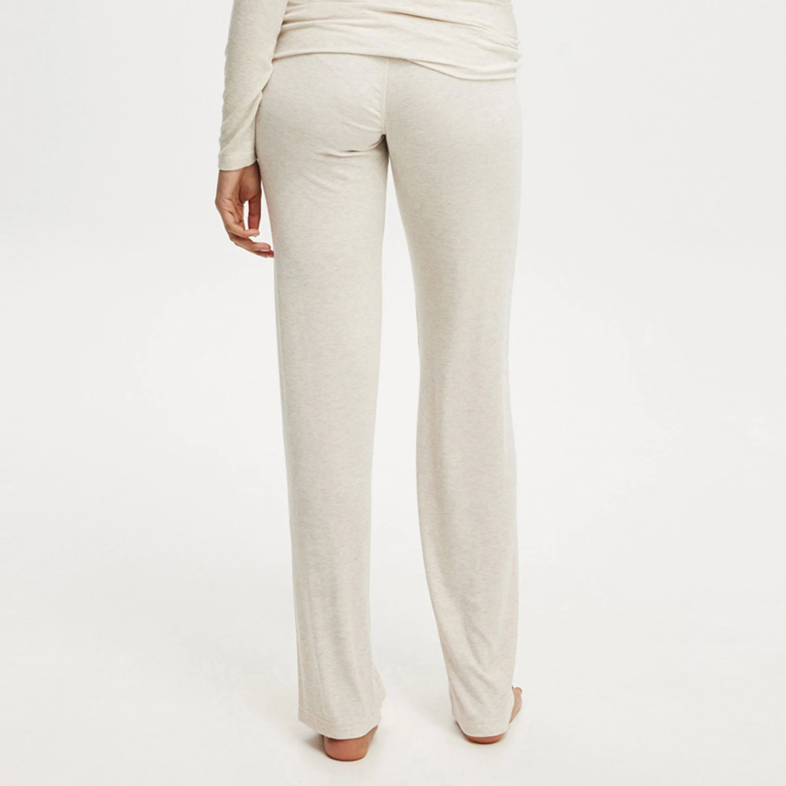 سراويل صيفية ربيعية طويلة للنساء سراويل عالية الخصر مع حزام خصر عريض مريح مستقيم الساق للارتداء اليومي