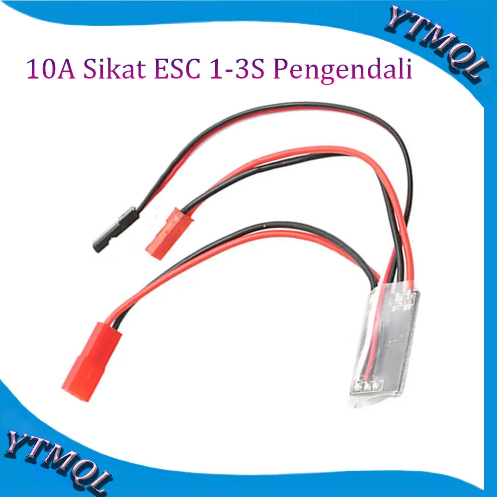 10Pcs 10A Sikat ESC 1-3S Pengendali Kecepatan Motor Dua Arah dengan Rem/Tanpa Rem 1A BEC untuk Kendaraan RC Model Perahu Mobil