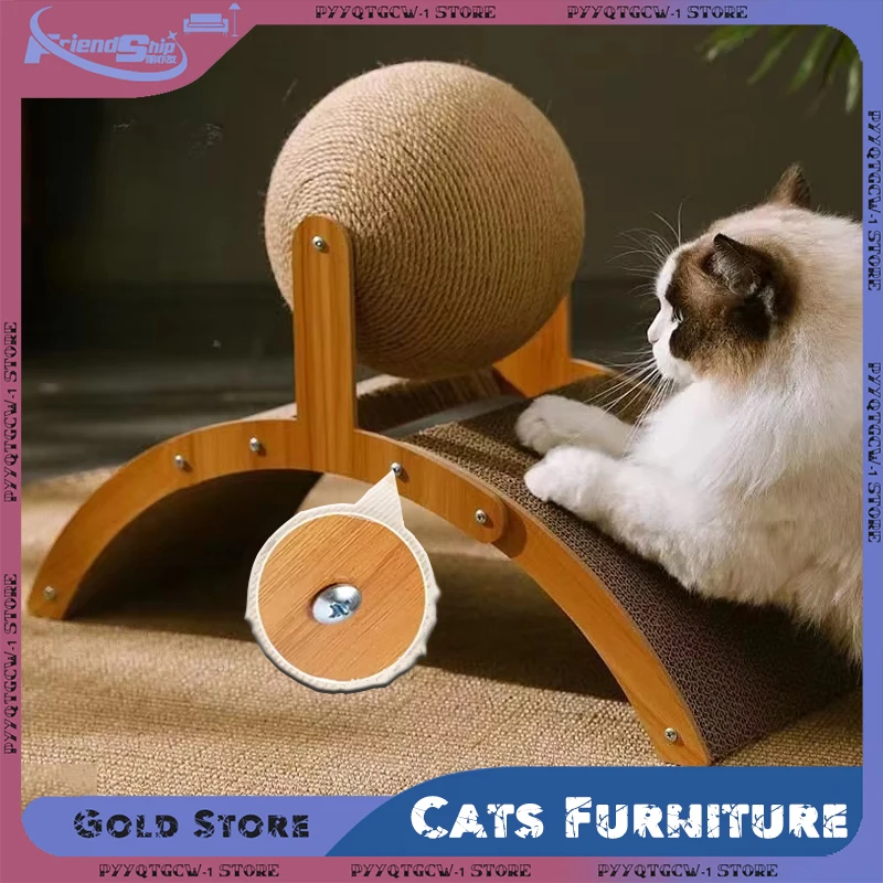 2 in 1 Cat Scratching Ball Vertical Ferris Wheel Wear-Resistant Scratching Board Sisal Ball Arch Bridge Cat Toy Cats Furniture