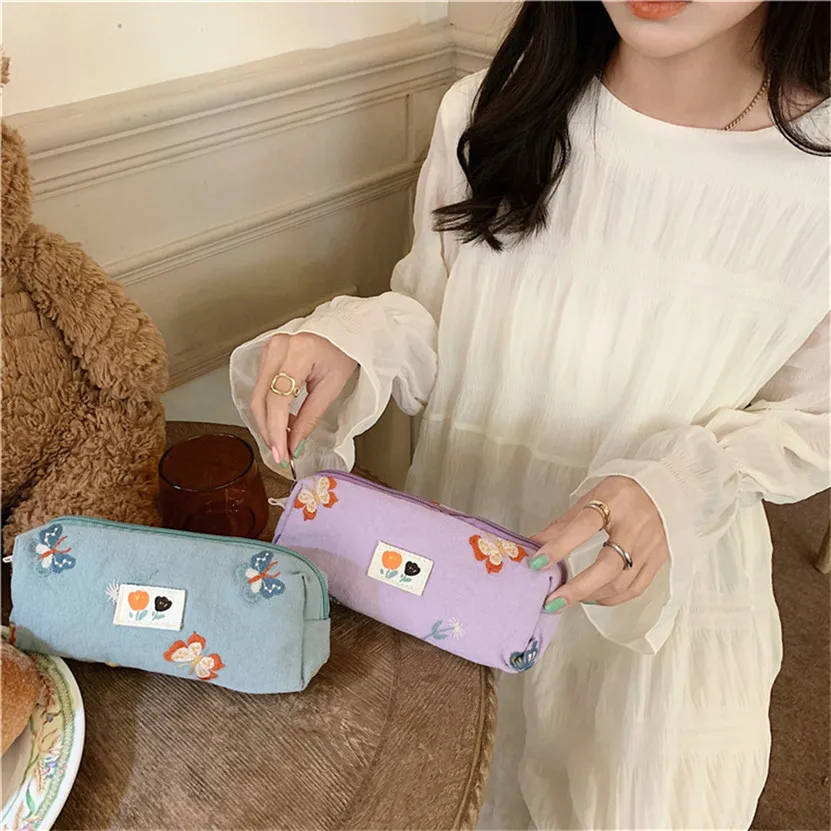 Astuccio farfalla Estuche Para Lapices ricamo Trousse Scolaire Kalemlik Pencilcases per ragazze cancelleria sacchetti cosmetici