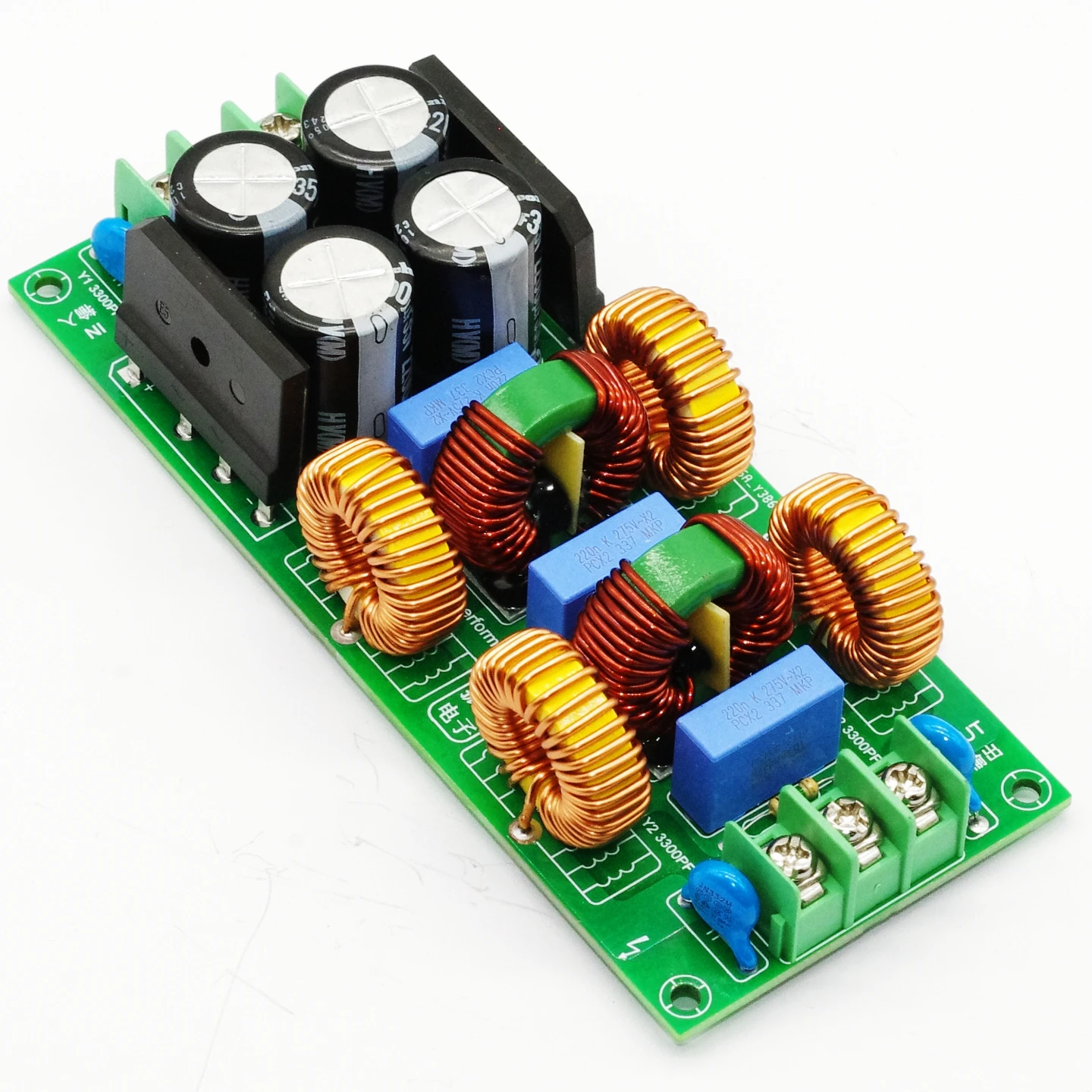 Amplifier power supply EMI AC filter five stage filter DC differential mode common mode EMC electromagnetic interference filter