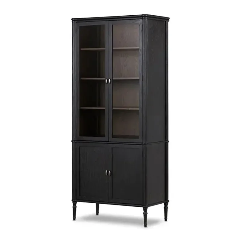 

LFrench Style Solid Wood Vintage Distressed Restaurant Display Cabinet Antique Sideboard Wine Cabinet