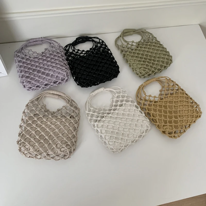 2023 Summer Casual Knitting Hook Small Net Bag Niche Trend Fashion Women\'s Bag Beach Holiday Tote Handbags