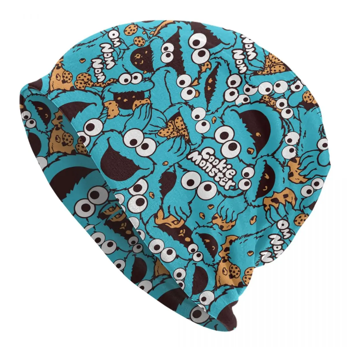 

Cookie Monster Nom Pattern Sesame Street Skullies Beanies Hat Casual Unisex Street Caps Warm Dual-use Bonnet Hat