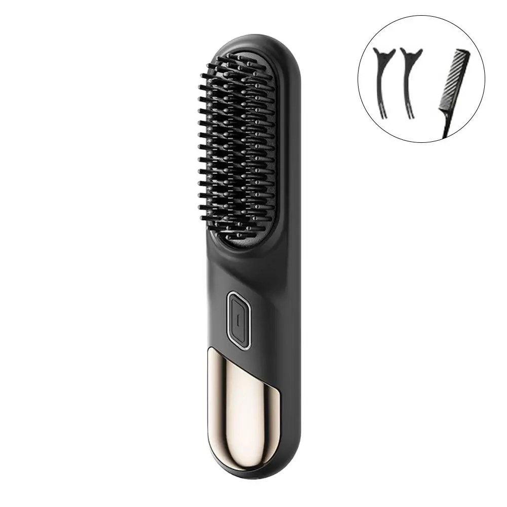 Portable Wireless Hair Straightener Brush Fast Heated Straightener Ceramic Curler Anti-scalding Hair Multifunctional Comb B Q2G6