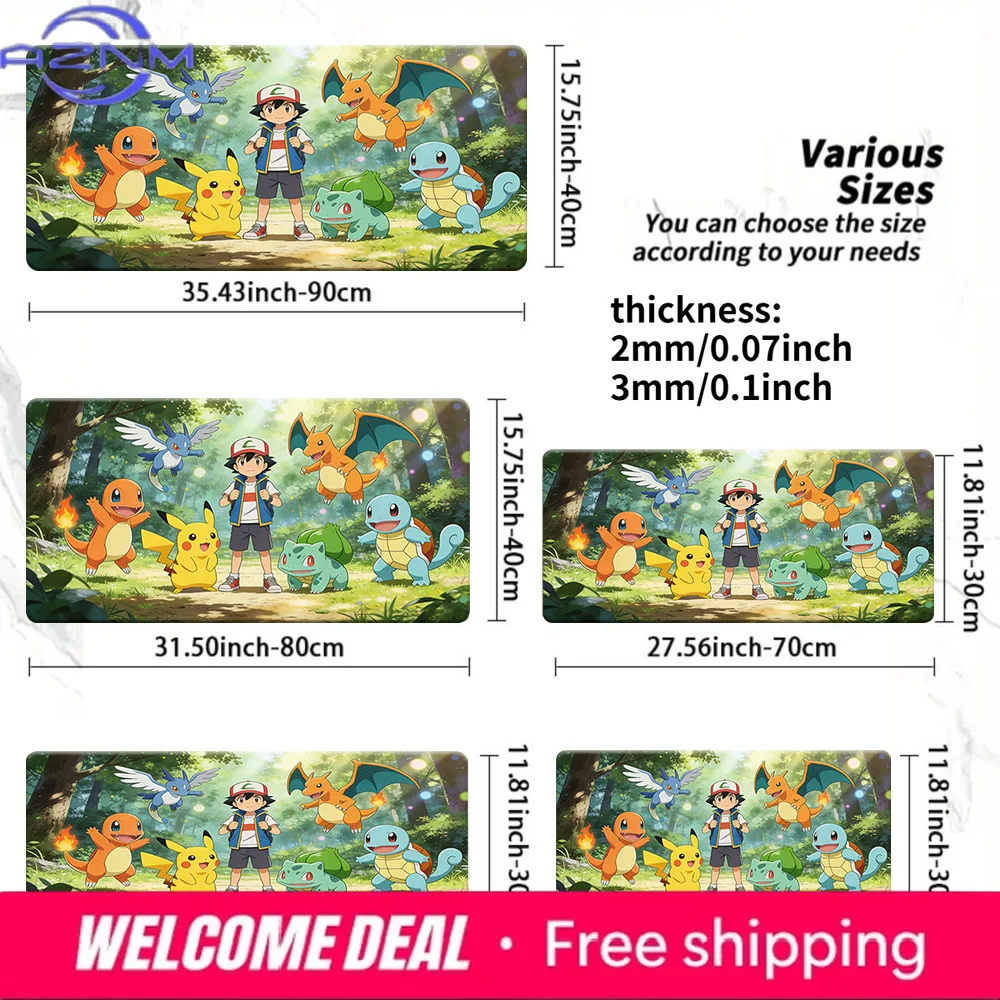 

Коврик для игрового стола Ash & Kanto Starters Forest, нескользящий, моющийся, для мыши