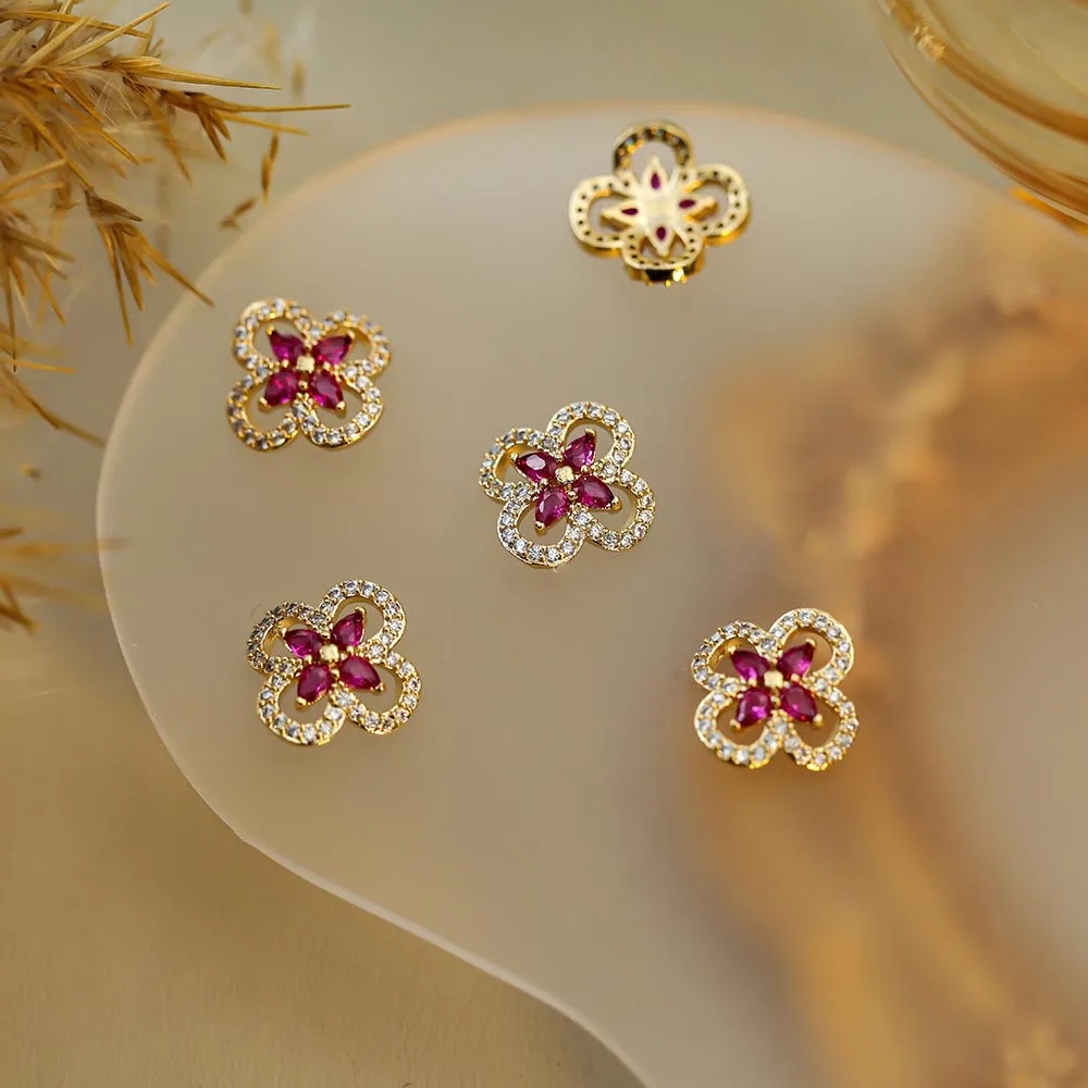 Luksusowe ozdoby do paznokci w kształcie kwiatów, stopowe czterolistne koniczynki, kamienie szlachetne, cyrkonie, biżuteria do paznokci, dekoracja DIY (5 sztuk)