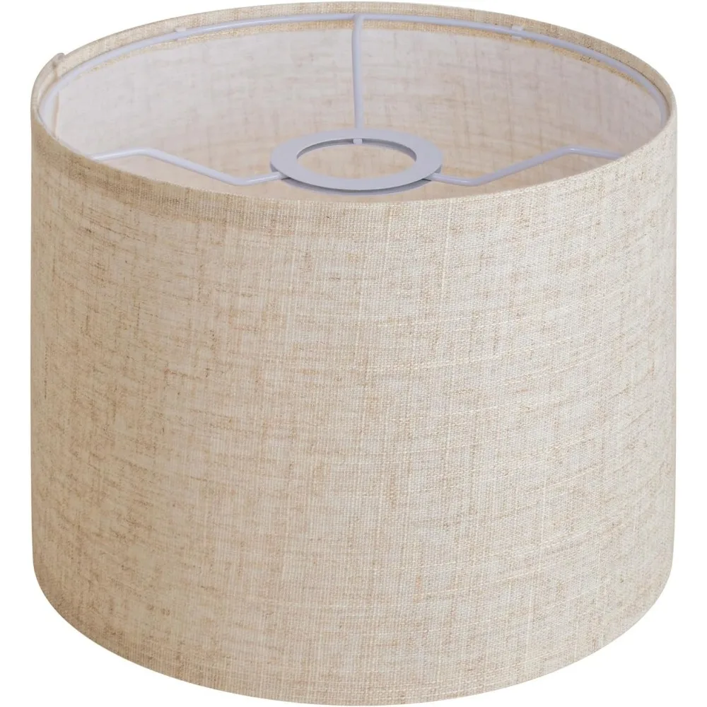 

beige linen small drum lampshade, 8.66" top x 8.66" bottom x 7.87" high lamp shade, lamp shade replacement for table and floor l