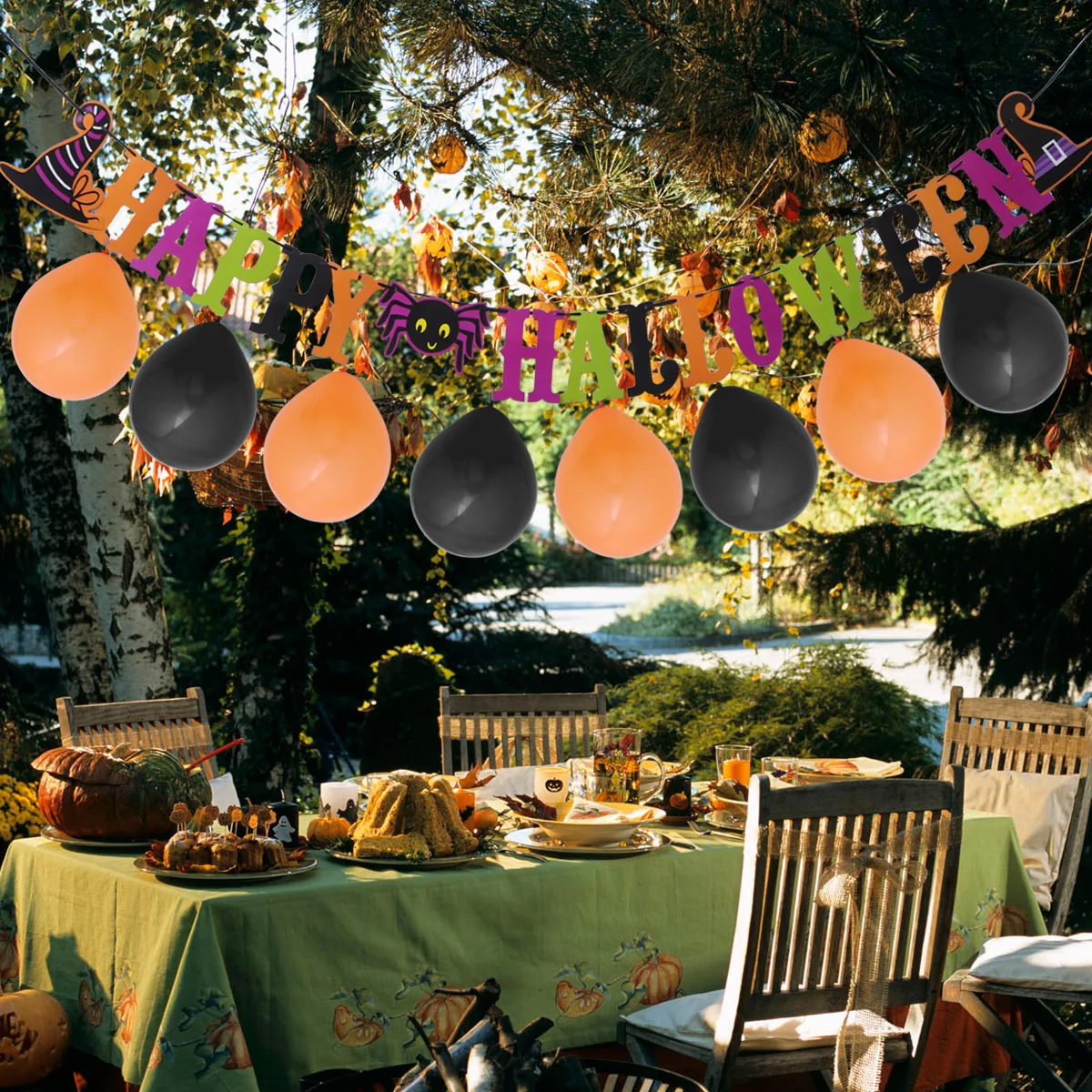 

3D Ghost Happy Halloween Banner Garland Supplies Hanging Balloon Decoration For Wall Window Door Outdoor Halloween Party Banners