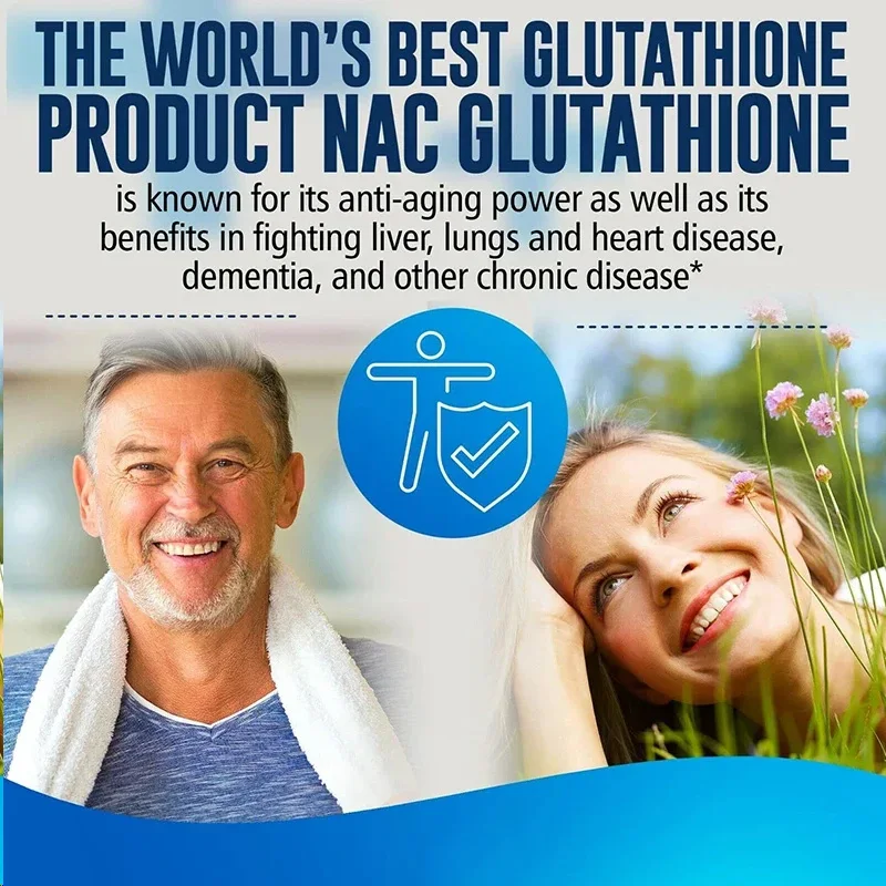مكمل NAC L-Glutathione يدعم البشرة الجميلة والبشرة الصحية ومضادات الأكسدة والمناعة والصحة العامة