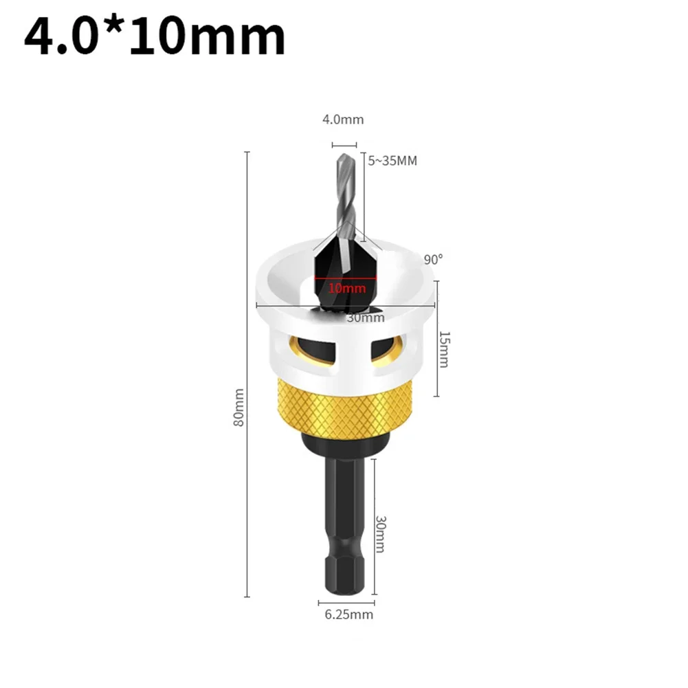 Countersink เจาะ Bits ความลึกหยุด Hex Shank Hole เปิดไม้อลูมิเนียมจํากัด 4 ใบมีดเจาะเครื่องมือ Chamfering