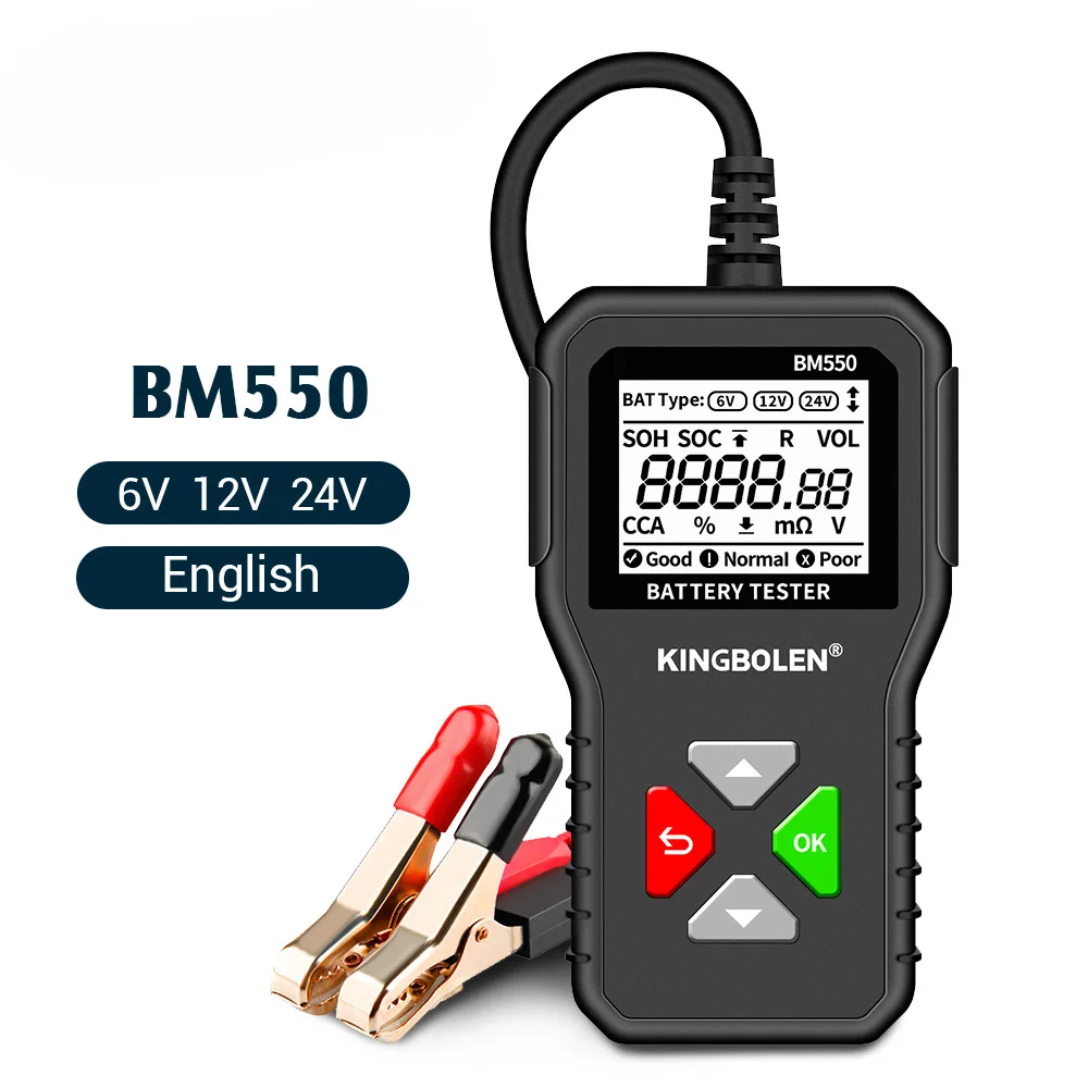 For Car Battery Tester Kingbolen BM550 6V 12V 24V Voltage Tester Auto Battery Analyzer Diagnostic Machine For All Cars