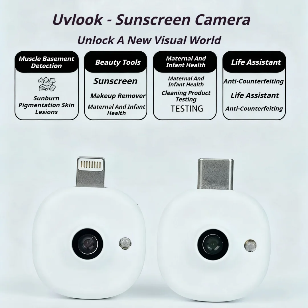 Mini Câmera UV para Teste de Proteção Solar Facial para Aplicação de Protetor Solar/roupas/alimentos/detecção de pintura automotiva