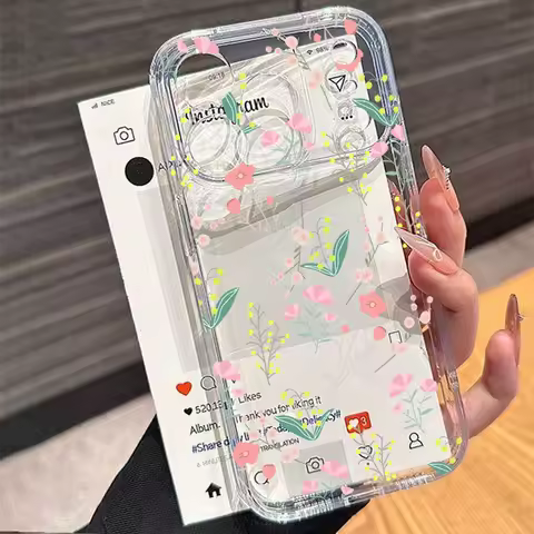 Trendy Flower leaves Phone Case For Xiaomi 15T Pro POCO X7 Pro F7 X6 X5 M7 M3 X3 NFC X4 GT M4 F5 Transparent Multistep TPU Cover