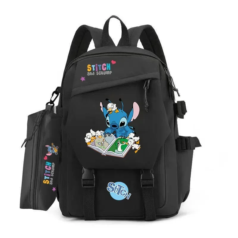 Disney-Stitch Cartoon Laptop Backpack for Women, School Student, Kuhara Sujuku Bag for Girls, Nylon Ka, New, 2024